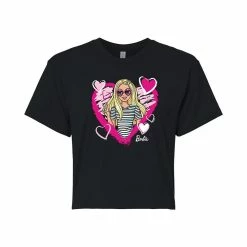 Juniors' Barbie® Hearts Cropped Graphic Tee