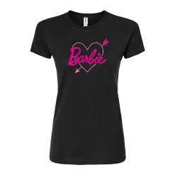 Juniors' Barbie Heart Logo Fitted Graphic Tee