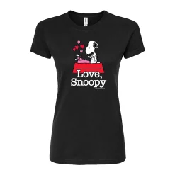 Juniors' Peanuts "Love, Snoopy" Graphic Tee