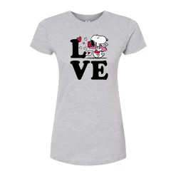 Juniors' Peanuts Snoopy "Love" Graphic Tee