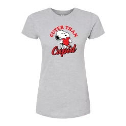 Juniors' Peanuts "Cuter Than Cupid" Snoopy Graphic Tee