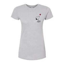 Juniors' Peanuts Snoopy Heart Graphic Tee